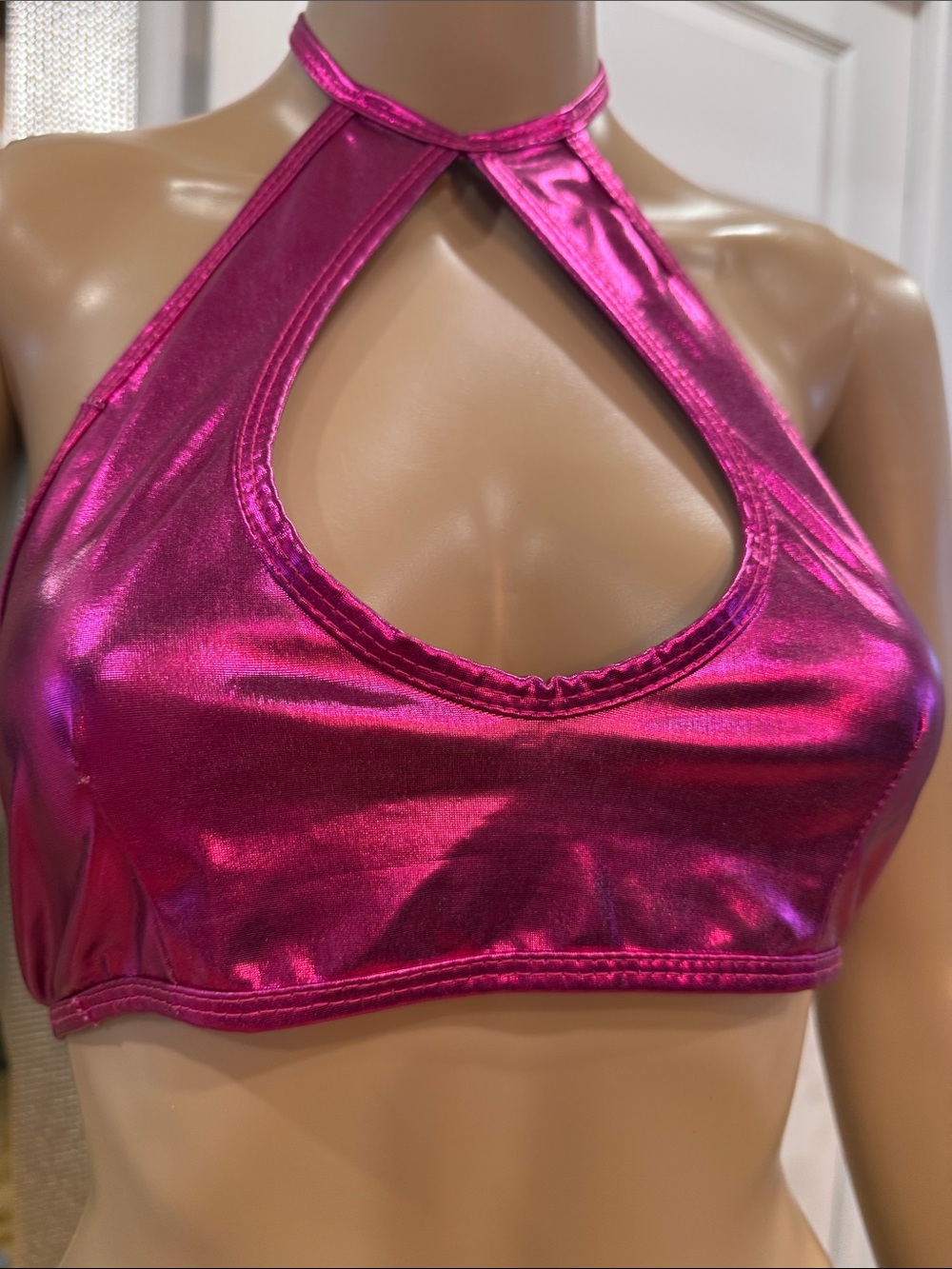 Women’s Fuchsia Metallic Halter Bralette